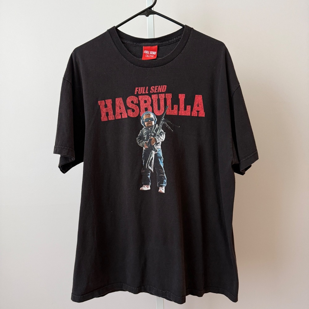 Full Send Cotton Rugged Sporty Chic Hasbulla Graphic Short Sleeve Tee XL Black